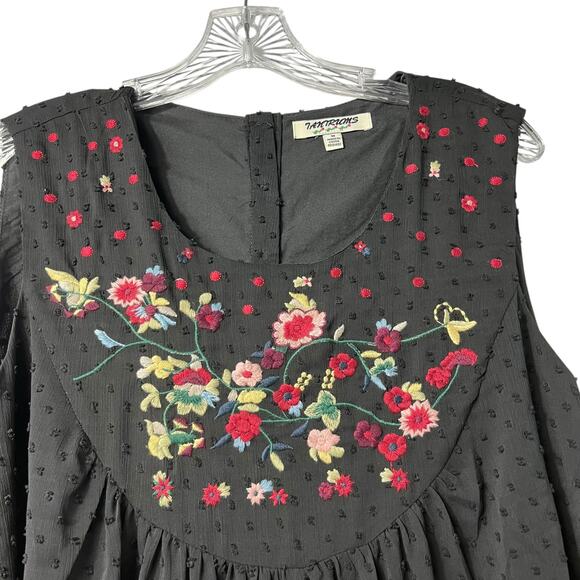 Tantrums Sleeveless Floral Embroidered Romantic Whimsygoth Top M (2805) - Picture 3 of 5